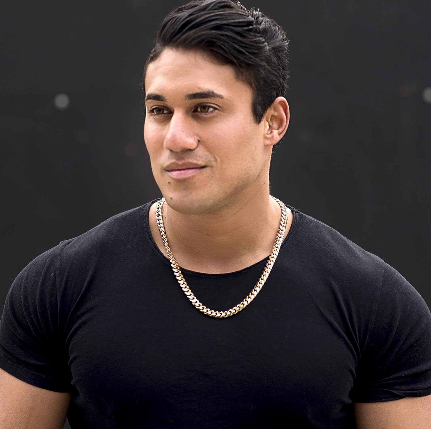 Miniatura 2 de LIFETIME JEWELRY Collar de cadena de eslabones cubanos Miami Curb de 0.354in, chapado en oro de 24 quilates, Chapado en oro, No es una piedra