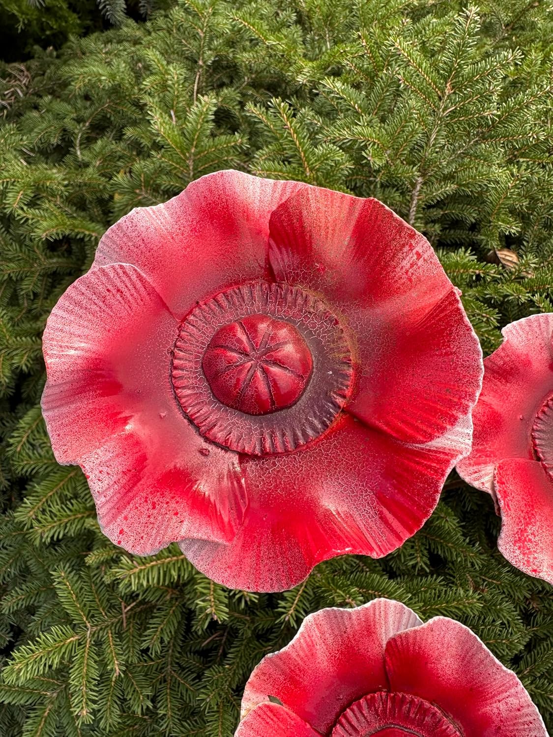 Metal Flowers Set of 3, Garden Stakes Garden Decor, Yard Art, Outdoor Metal Sculpture