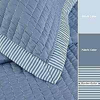 Vista 3 de Bedsure - Juego de edredón azul tamaño king, juego de ropa de cama con colcha y cubrecama, colcha ligera con patrón de pana, juego de 3 piezas