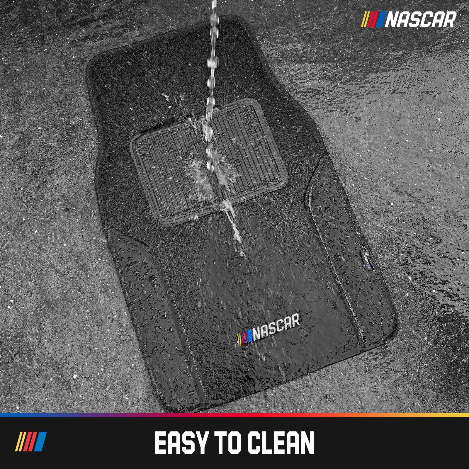 NASCAR Car Floor Mats Carpet Black Leather Design Car Mats Universal-Fit All-Weather Car Floor Mats with Built-in Heel — view 8