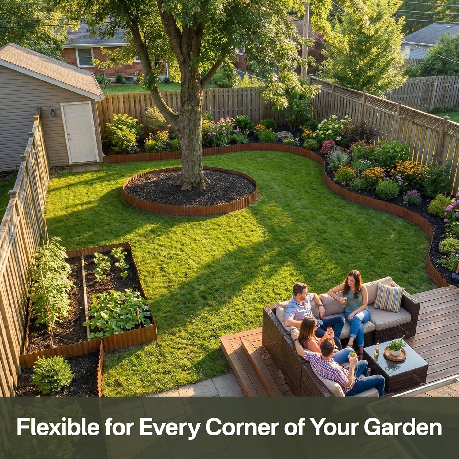 Landscape Edging Garden Edging Border, 10" x20Ft Metal Edging for Landscaping, Pre-Rusted Wide-Corrugated Steel Lawn Edging, Bendable Strips for Raised Flower Bed Tree Surrounds – Greens Word