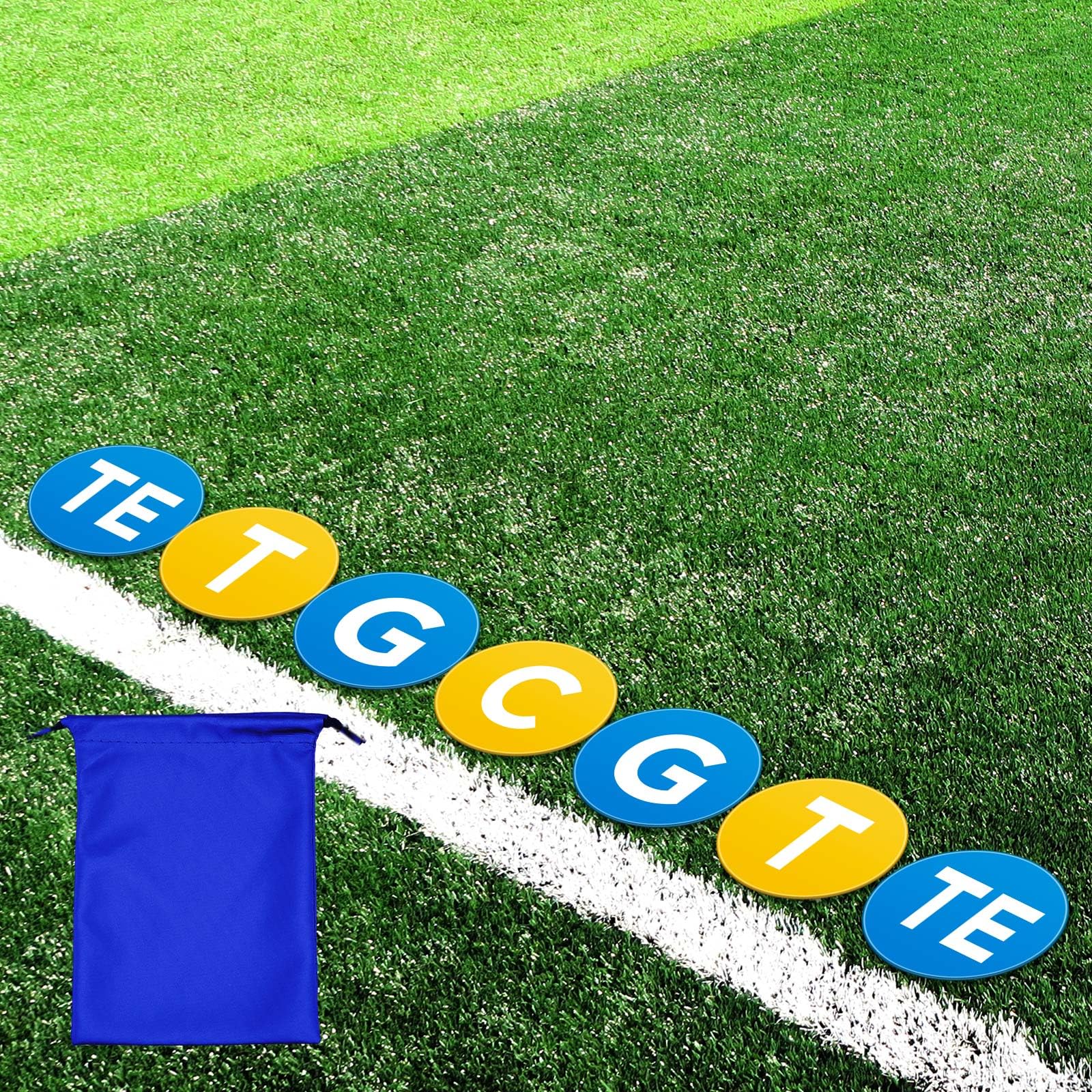 7 Pcs Football Lineman Split Marker Players Floor Spot Markers Playing Field Marking Equipment Alignment Offensive Defensive Positions Dots for Drills and Training Teaching Classroom, 6 Inch