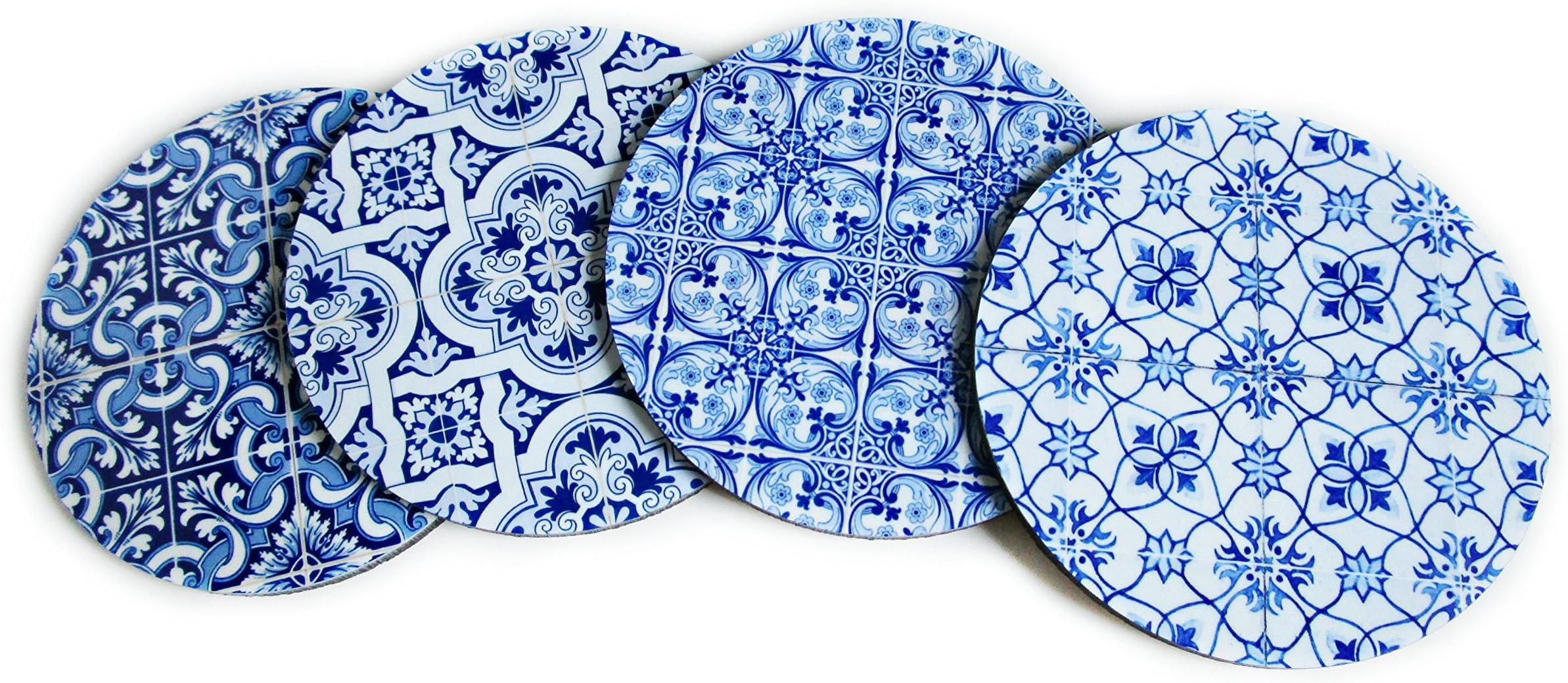 Blue Boho Drink Coasters - Round
