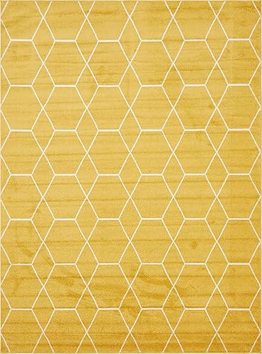 Miniatura 9 de Unique Loom - Alfombra con diseño geométrico, colección Trellis Frieze (9 pies x 12 pies y 2 pulgadas, amarillomarfil)