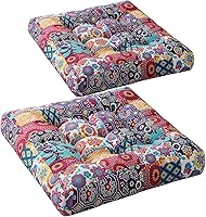 Codi Set of 2 Boho Floor Cushions 22x22 Inch Memory Foam Pillows for Yoga Meditation Adults Kids Multi Patchwork Seating