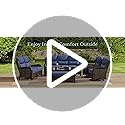 HILLGA Luxury Patio Furniture Set with 6-inch Thick Cushion, Outdoor Sectional Sofa and Coffee Table, 4PCS Wicker Conversation Set for Deck Yard and Poolside, Blue (V2)
