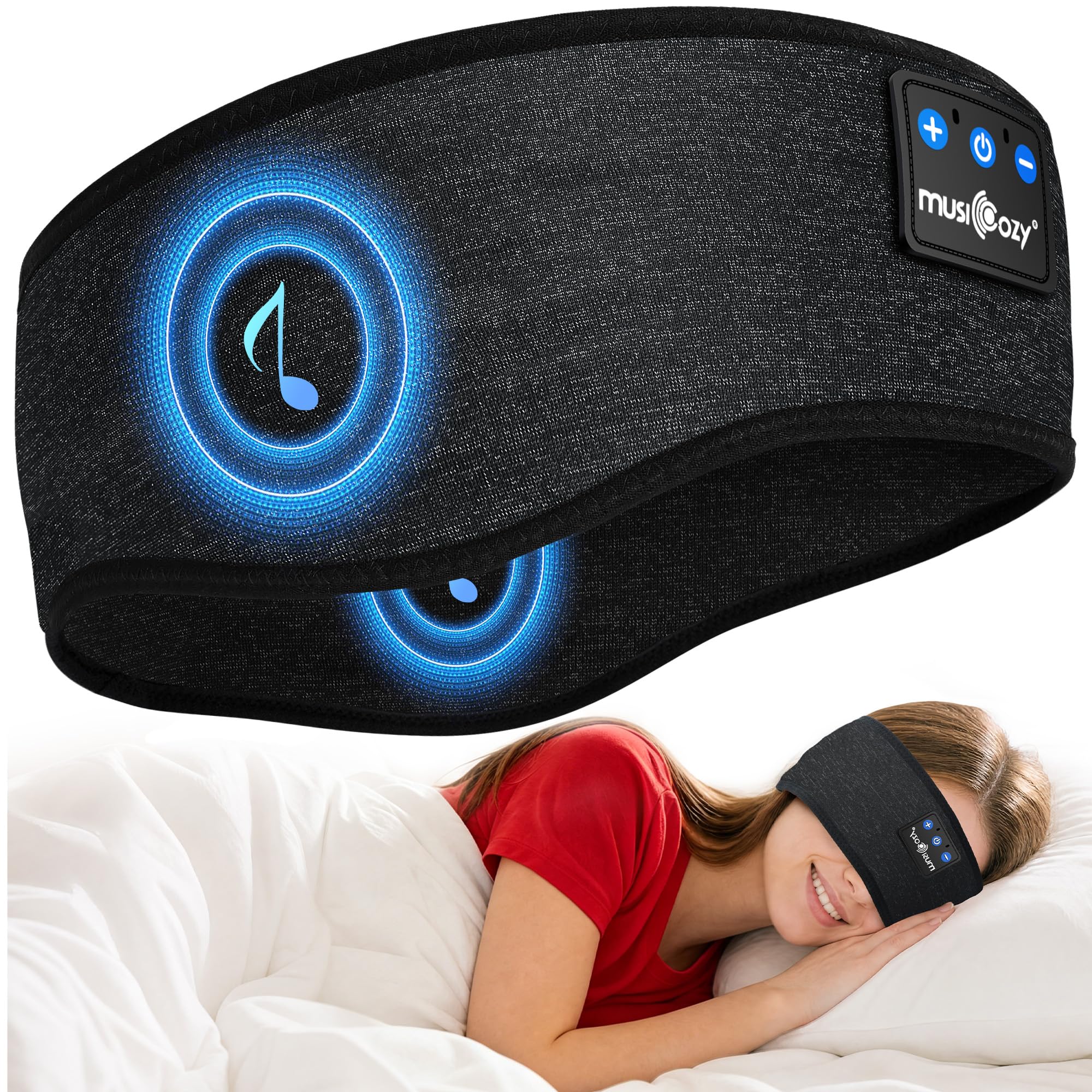MUSICOZY Bluetooth 5.4 Schlafkopfhörer – Bequemes & ultraleichtes Stirnband mit Hi-Fi Klang, 14h Laufzeit, perfekt für Seitenschläfer, Reisen, Sport und Meditation