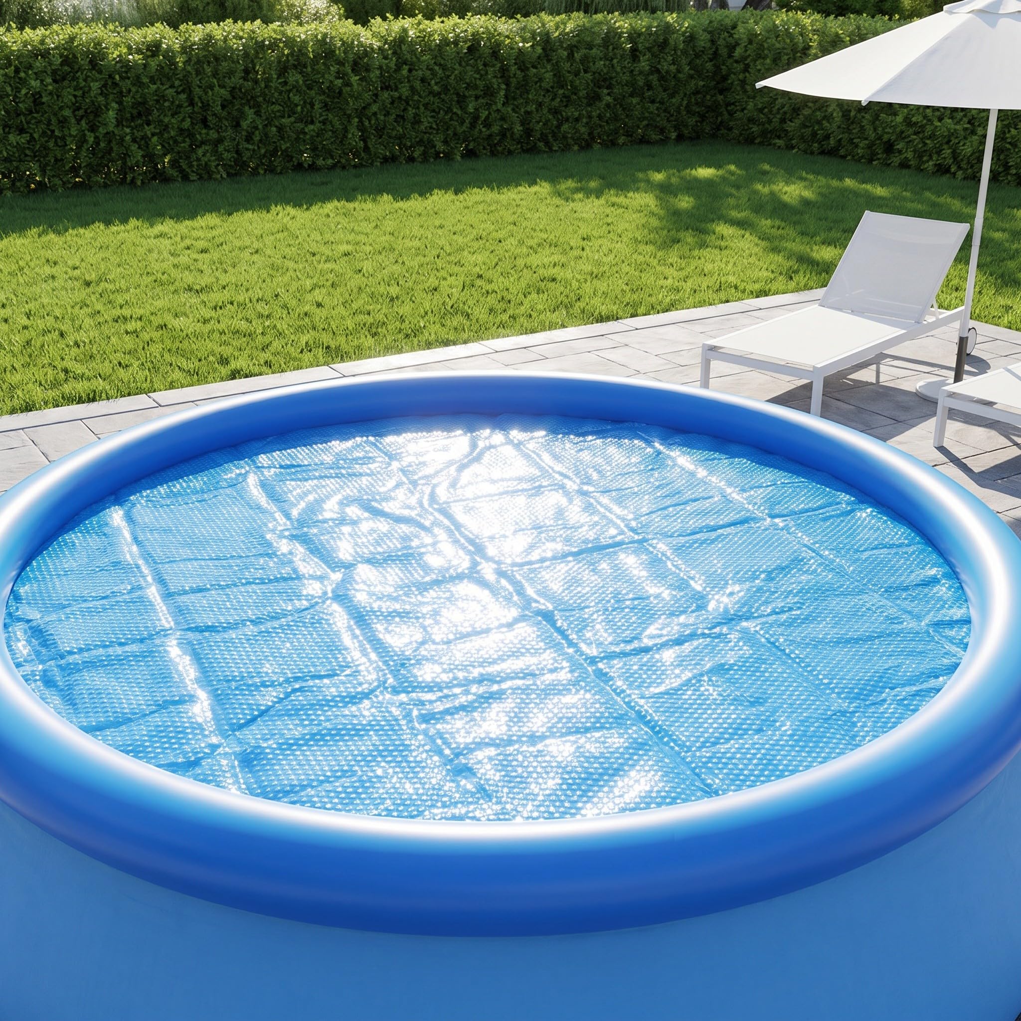 Gatuida 2 pezzi di copertura solare a bolle per piscina, pellicola termica | Telo di copertura per vasca idromassaggio, adatto a vasche idromassaggio gonfiabili rotonde da 6 piedi, copertura per