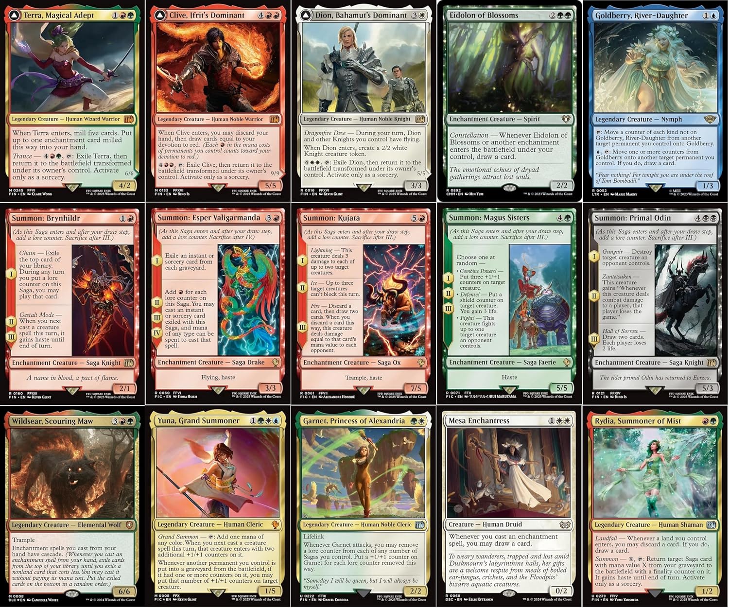 Final Fantasy Magic The Gathering Commander Deck - Summons Enchantments - 5 Color Blue Green White Red Black - EDH cEDH - 100 Card - Custom MTG Deck - Very Strong!