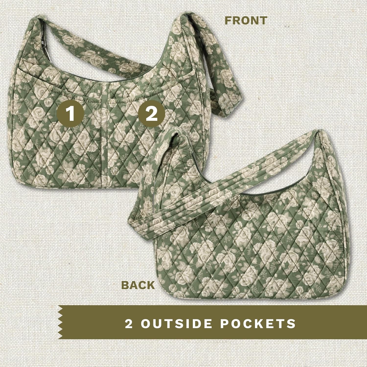 Bella Taylor Blakely - Hobo Shoulder Bag for Women - Lightweight Quilted Fabric Purse with Pockets - Image 6