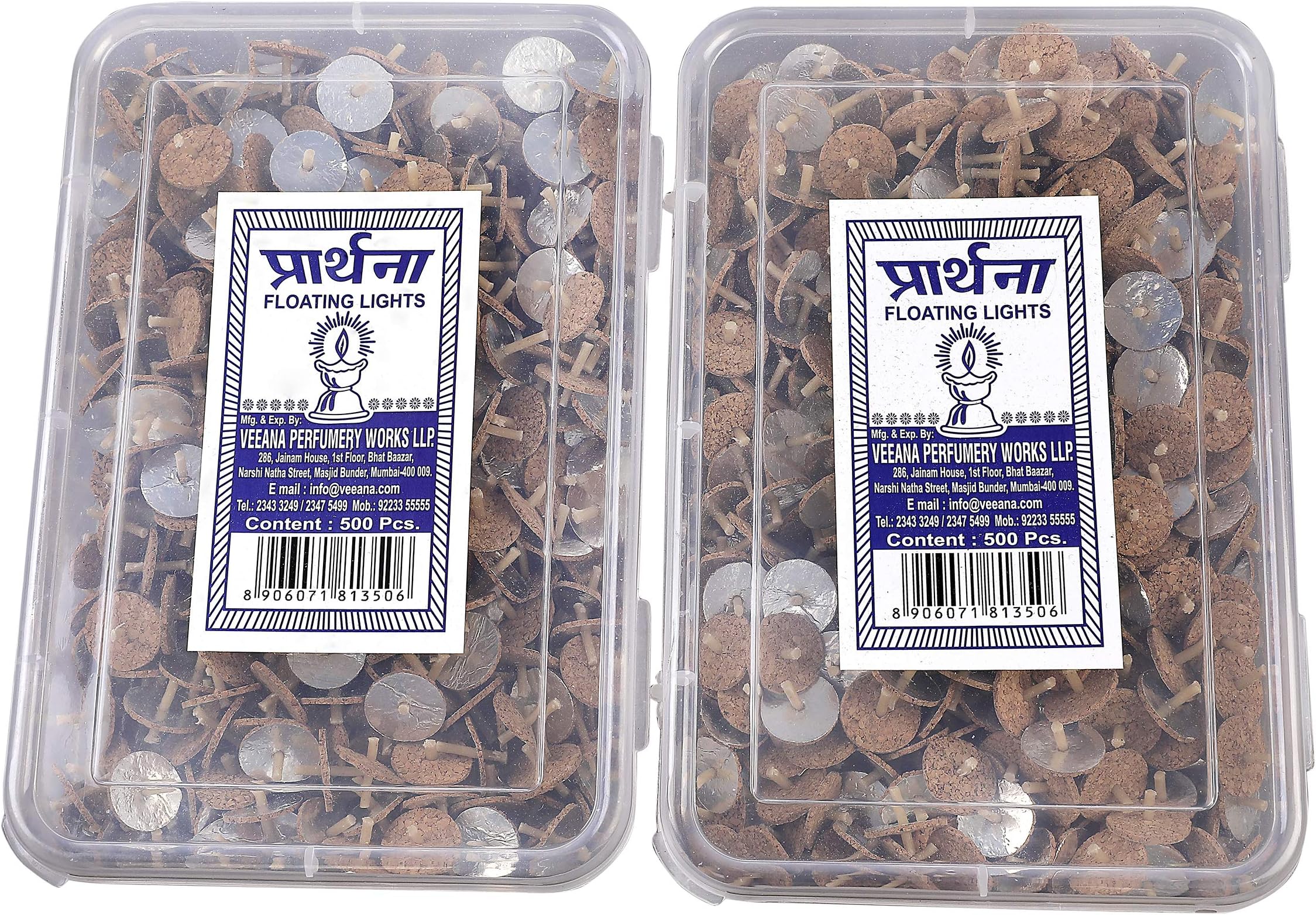 Parsi Vat Floating Oil Wicks (500 Pcs Per Box, Silver) -Set of 2 Pack