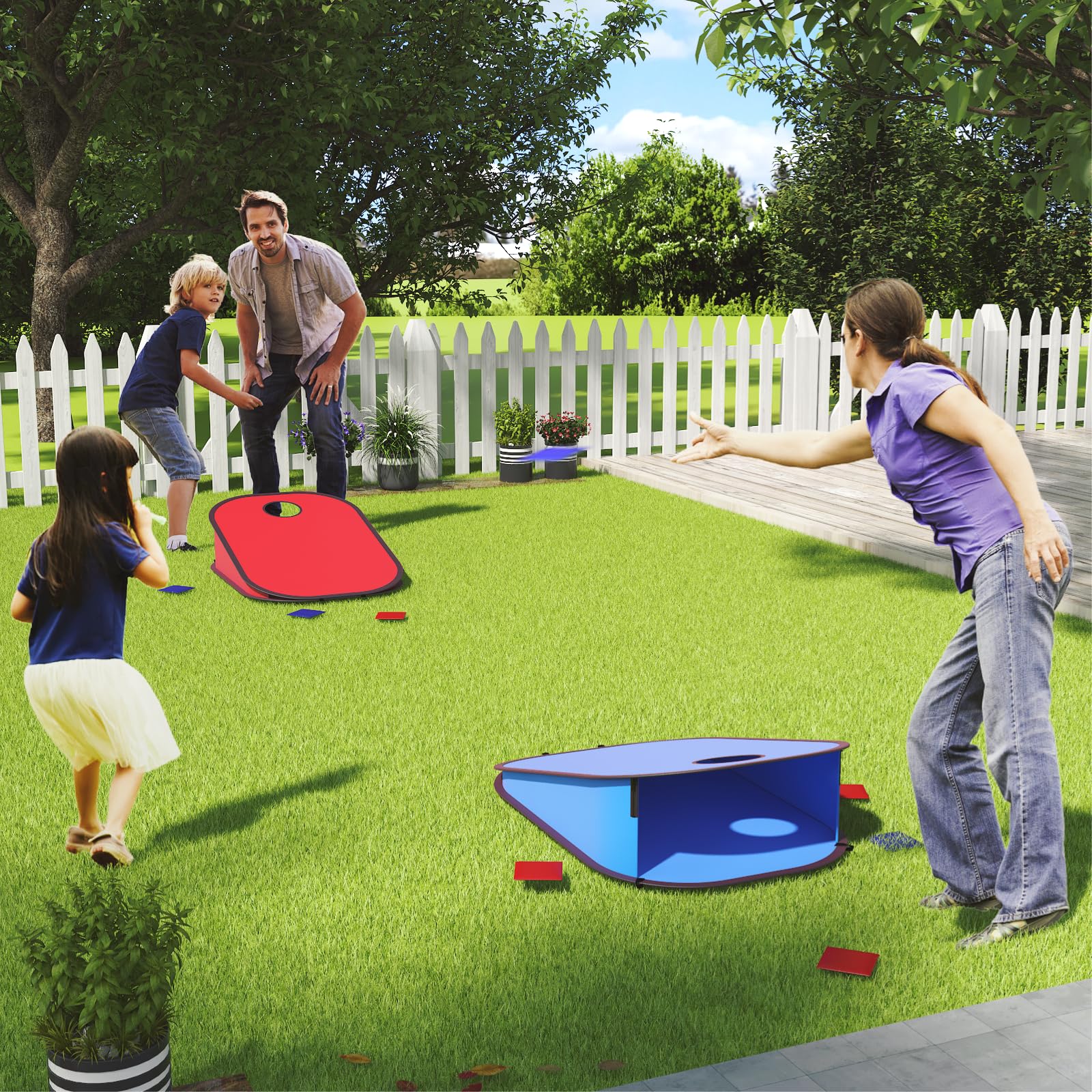 Photo 1 of Portable Cornhole Set Corn Holes Outdoor Game Set with 2 Cornhole Boards, 8 Cornhole Bean Bags and Travel Carrying Case, Camping Games Outdoor Yard Toss Game for Kids and Adults