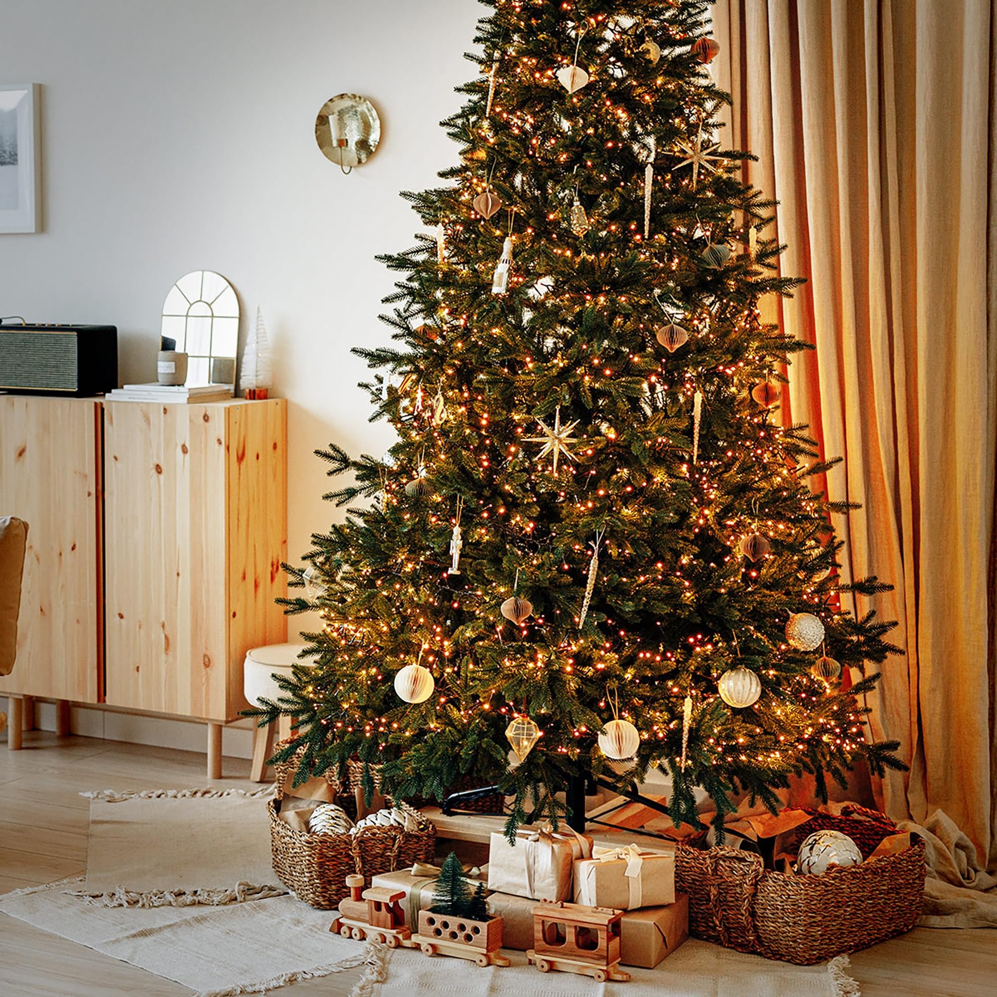 ECD Germany Catena Luminosa Grappolo 11 m 1512 LED Bianco Caldo con Timer e 8 Modalità di Illuminazione Alimentazione a Rete IP44 Luci Cluster per Albero Natale Interni/Esterni Lucine Decorative Patio