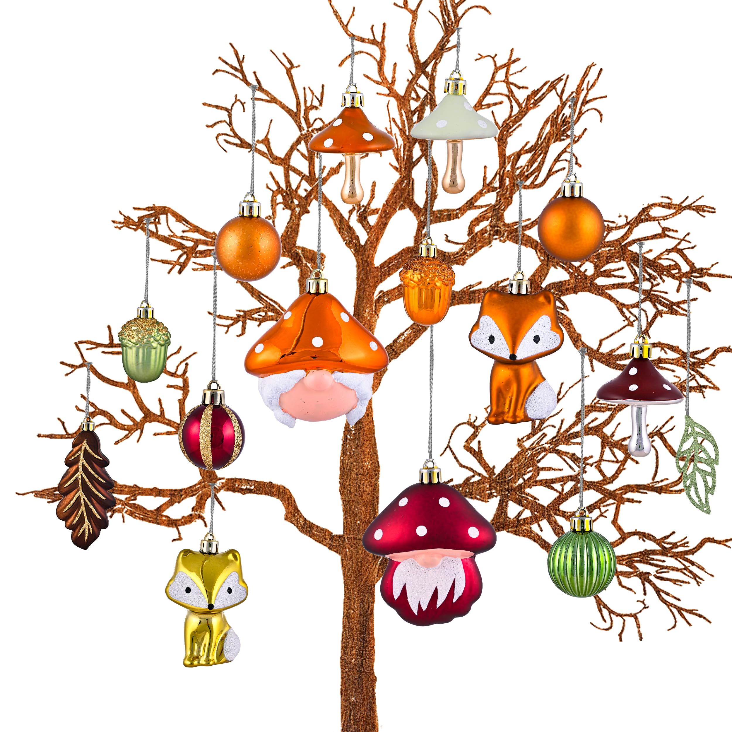 Valery Madelyn 24pcs Autumn Decorations, Halloween Tree baubles for Home Decor, Variaty Shatterproof Set with Gnomes for Harvest Halloween Christmas Holiday Party Gift, 28.5cm