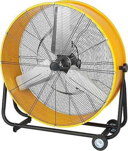 Miniatura 7 de Ventilador de tambor industrial de metal resistente de 20 pulgadas, ventilador de piso de 3 velocidades para almacén, taller, fábrica y sótano, alta