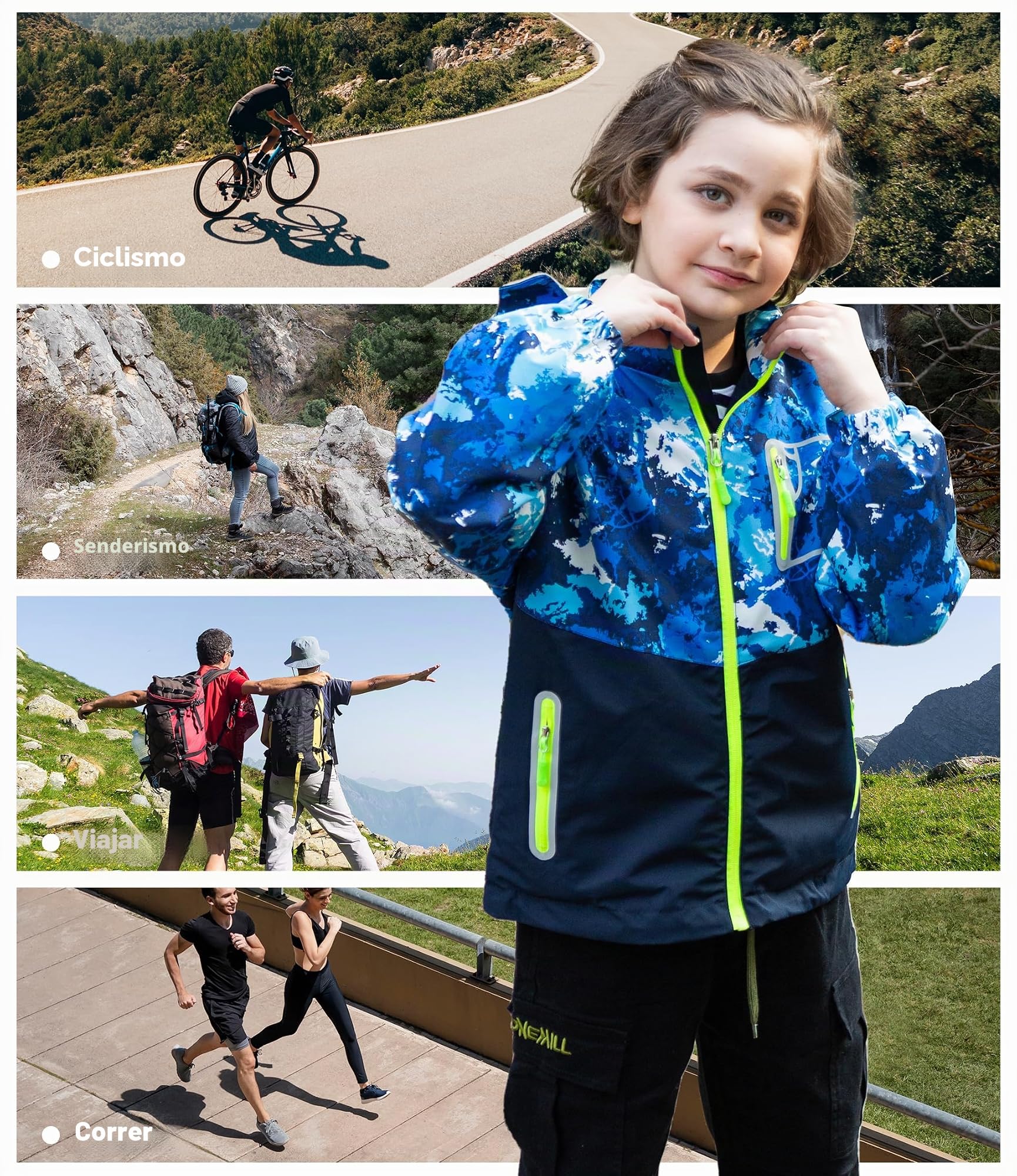Chaqueta Impermeable para Niños - Cazadora Cortavientos Niño Estampado Militar