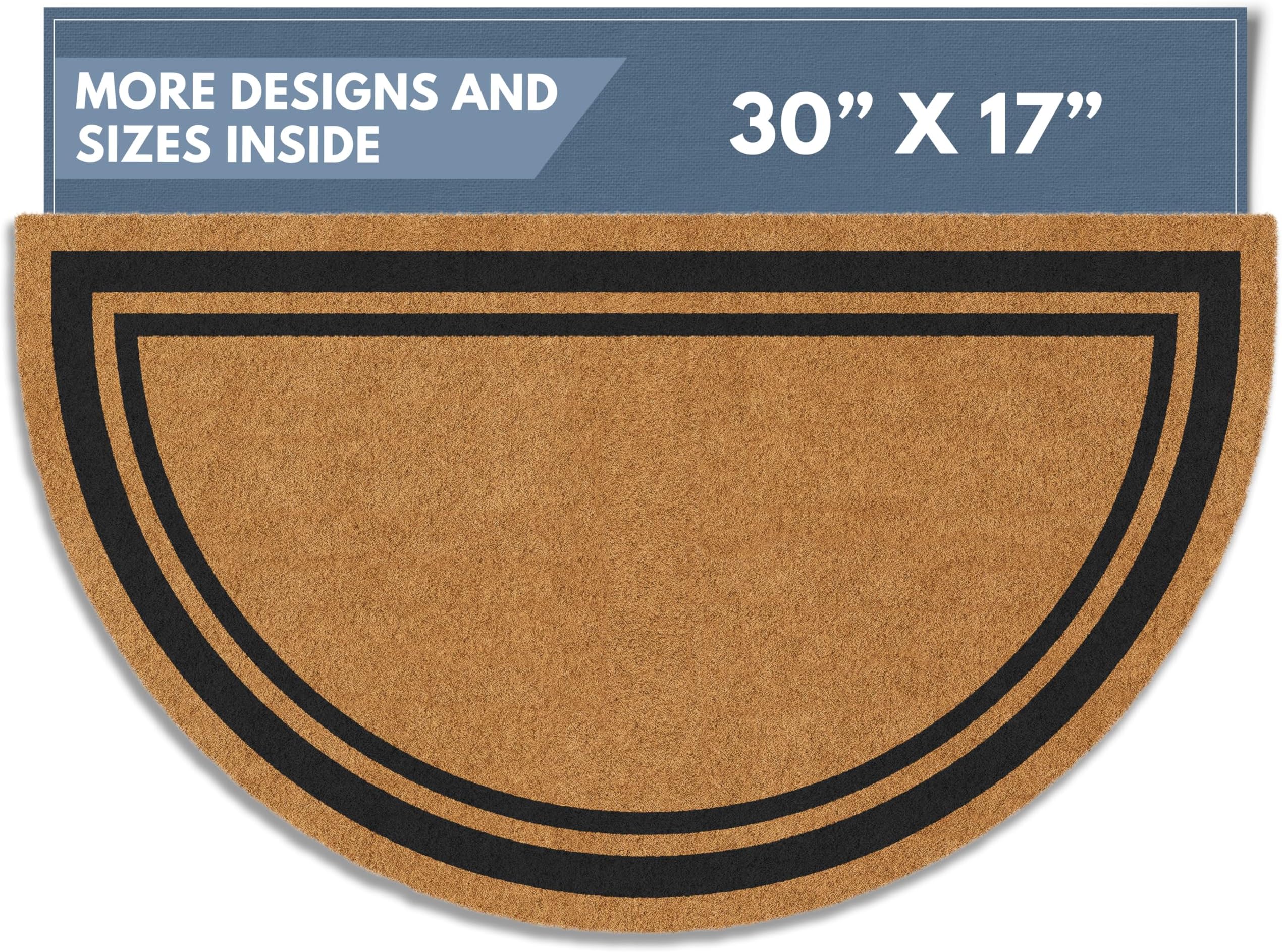 Barnyard Designs Natural Coco Coir Doormat Welcome Mat for Front Door & Outdoor Entrance, Large Door Mat for Indoor Entrance or Porch Entry, Brown (17x30, Border)