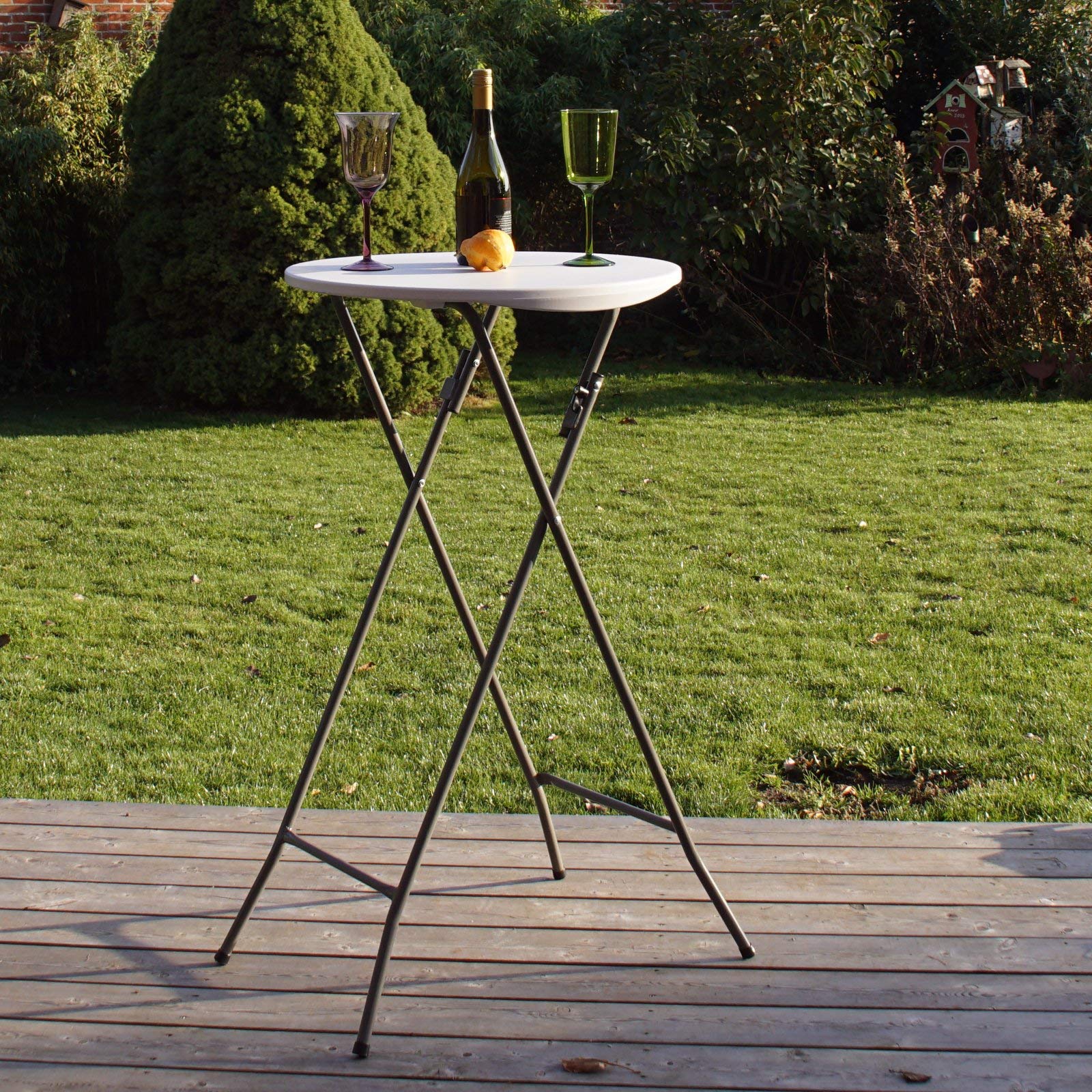 TRUTZHOLM Stehtisch Klappbar Rund Weiß Ø 60cm Höhe 110cm