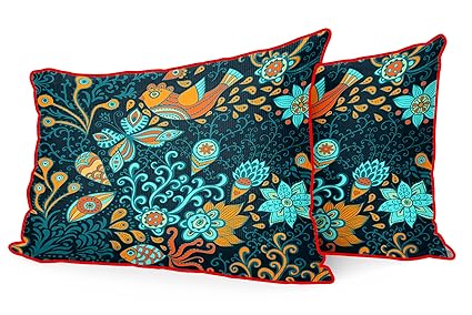 DreamVio Jute Fabric Printed Decorative Pillow/Throw/Cushion Covers for Living Room, Bed Room, Sofa,Chairs,Pillow Cases, Pillow Covers Set of 2, Size 12x18 Inches Style59