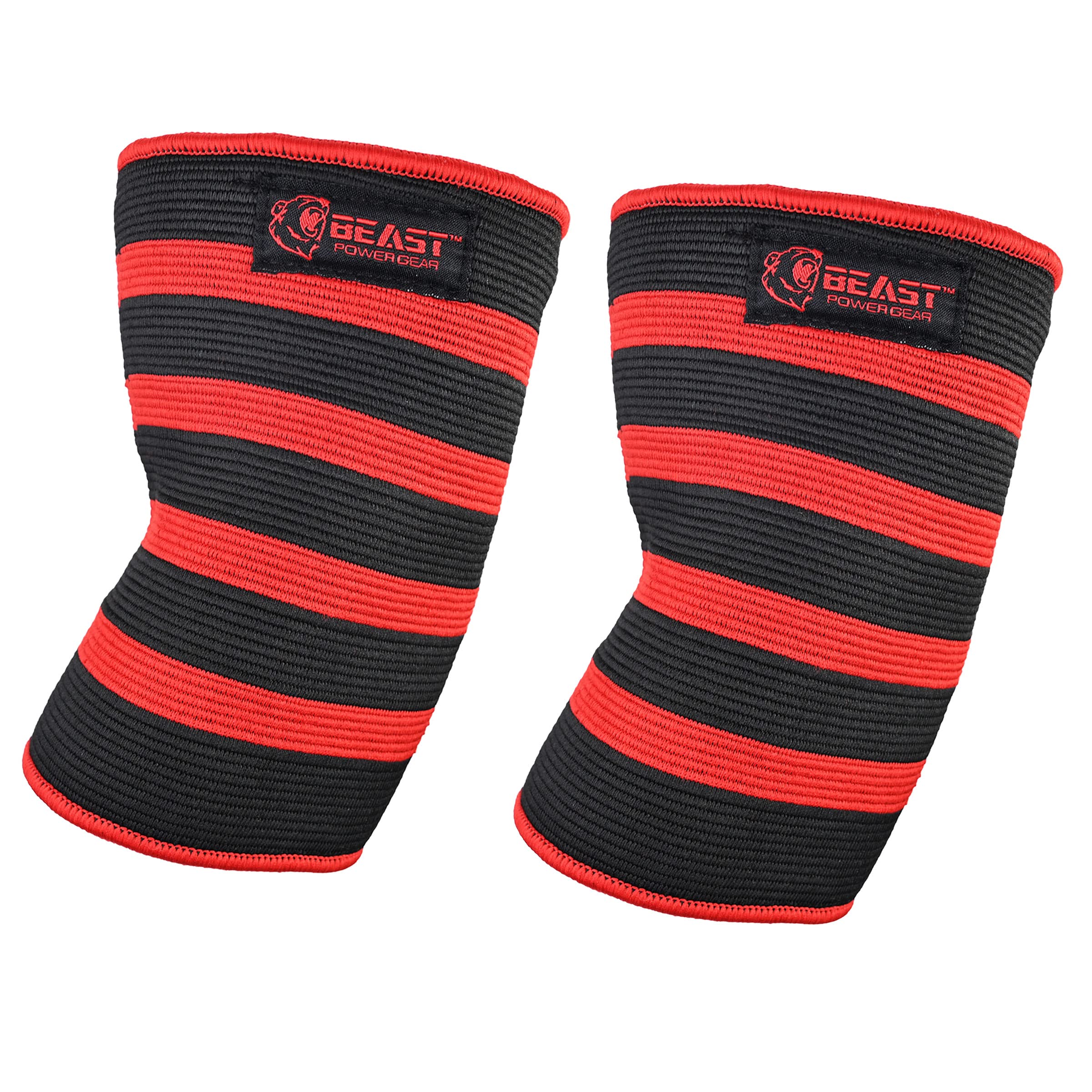 Elbow Sleeve (Pair) Dual-Ply Elbow Support & Compression for Powerlifting Weightlifting Heavy Bench Press Men & Women (Black/Red, X-Large)
