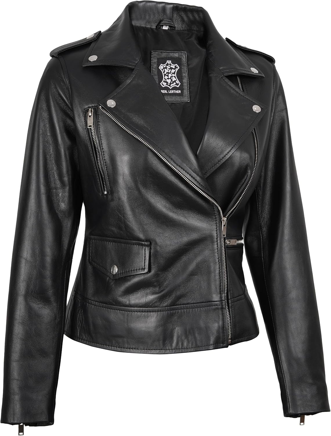 Decrum Womens Leather Jacket – Asymmetrical Style Casual Leather Jackets for Women - Image 3