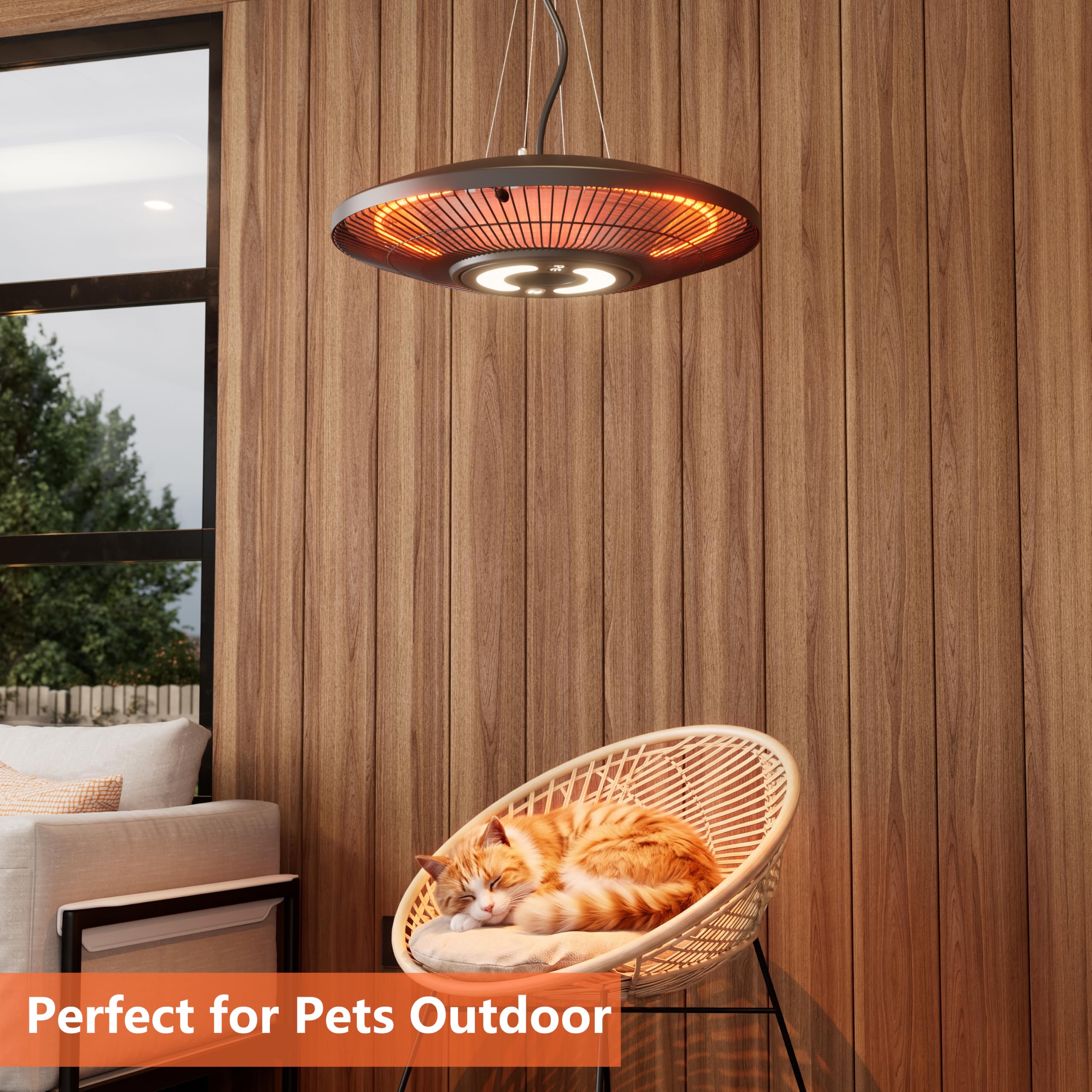 Stufa elettrica da esterni da appendere, 2000 W, a infrarossi, da parete, montaggio a soffitto, impermeabile IP65, per ristorante, giardino, garage e gazebo