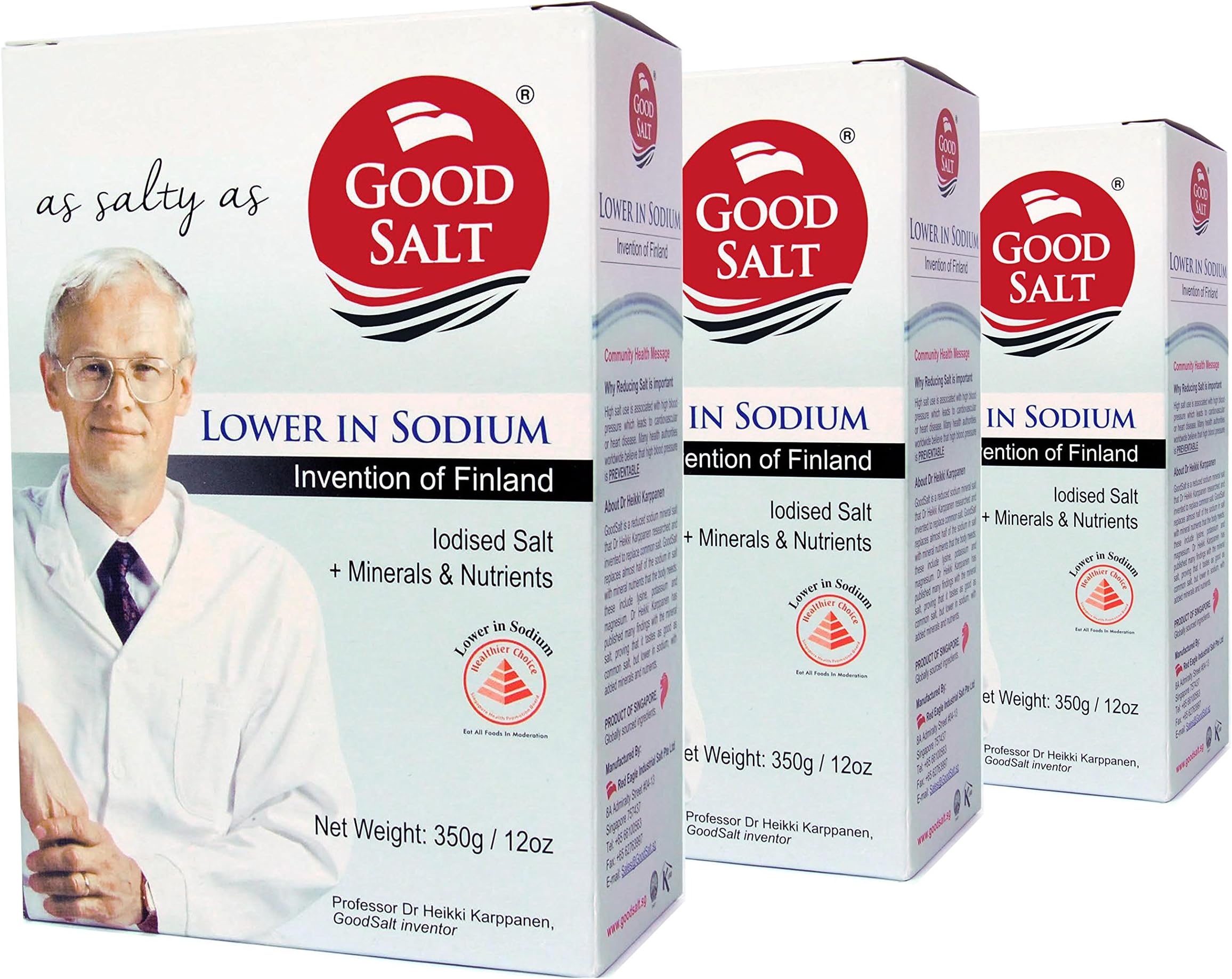 GoodSalt: The Better Salt with Potassium and Magnesium, Tasty Low Sodium Iodized Mineral Salt, Less Sodium Healthy Salt Substitute with Real Salt Taste, VALUE PACK, 3 Packs of 12 Ounces
