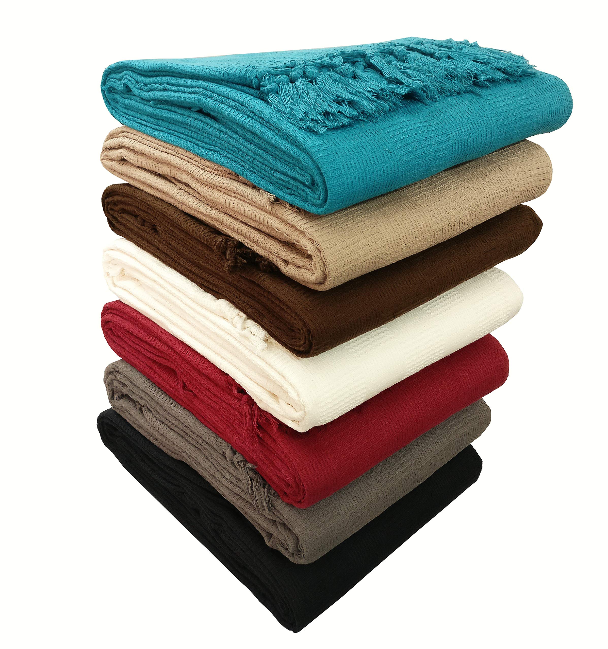 About Home Ascot Cotton Blanket Settee Throw (Maroon, 50 x 60)