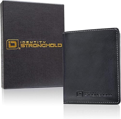 Miniatura 8 de ID Stronghold Waltlet - Cartera plegable con bloqueo RFID para hombres con cierre magnético, Negro -, Minimalista