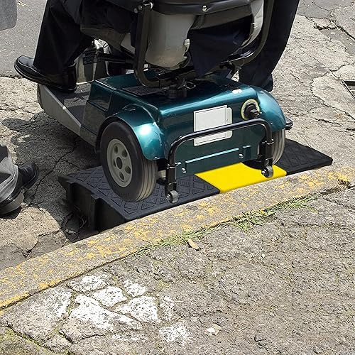 Miniatura 4 de YYDS Rampas de bordillo, rampa ligera de plástico, 2 unidades, rampas de umbral portátiles, 19.5 pulgadas de largo x 10.5 pulgadas de ancho, rampas