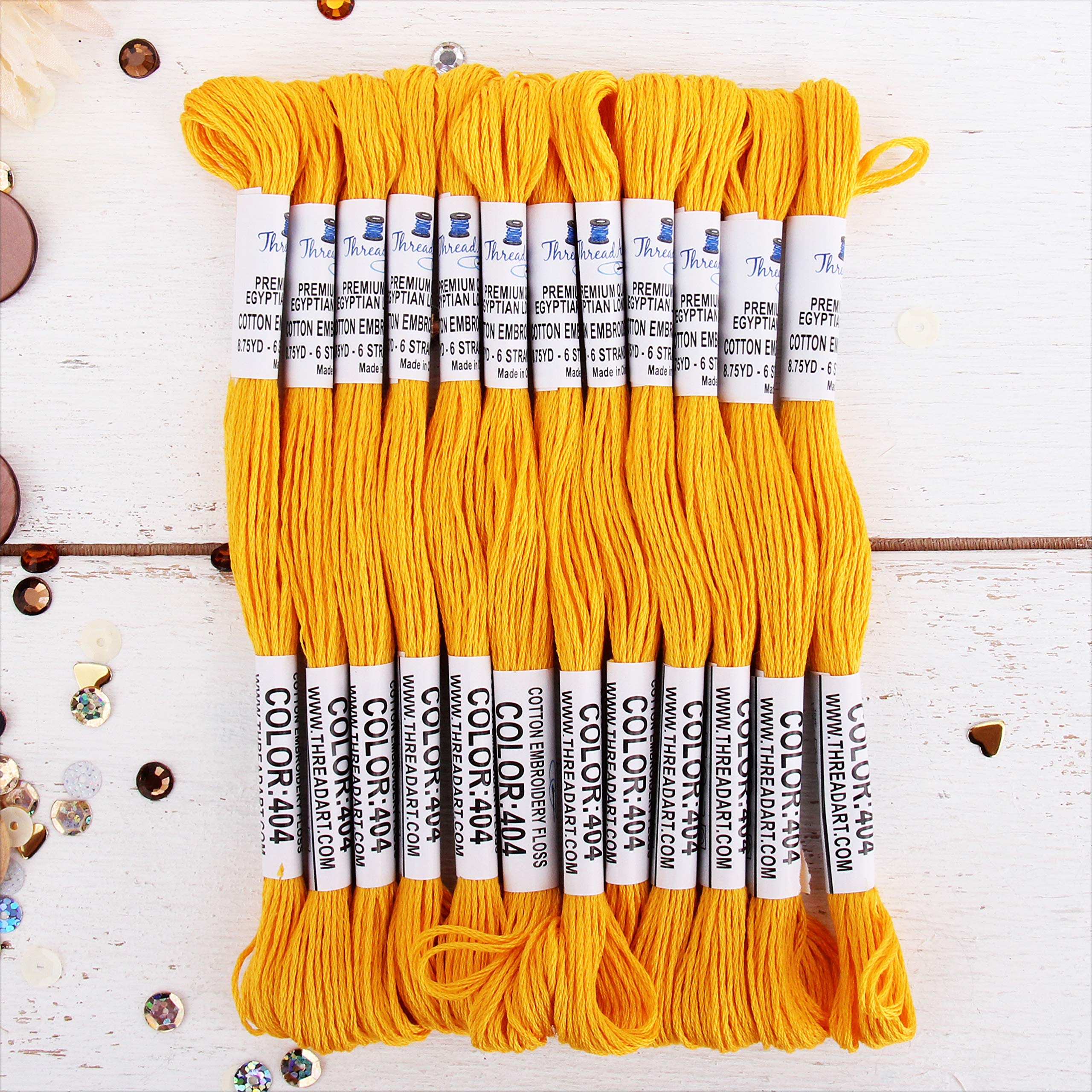 12 Skeins ThreadArt Cotton Embroidery Floss, Gold