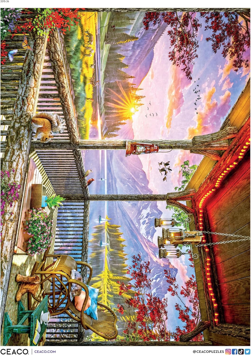 Ceaco - Dominic Davison - Mountain Lake Cabin - 1000 Piece Jigsaw Puzzle - Relaxing and Fun Activity for Adults