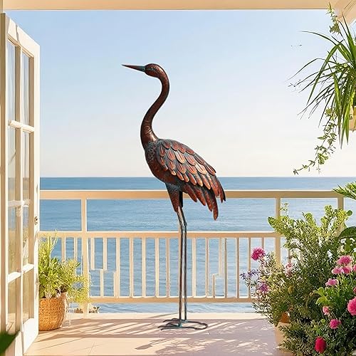 Miniatura 4 de chisheen Estatuas y esculturas de grúa de jardín al aire libre Estatua del arte de la yarda del metal para la decoración del jardín de gran