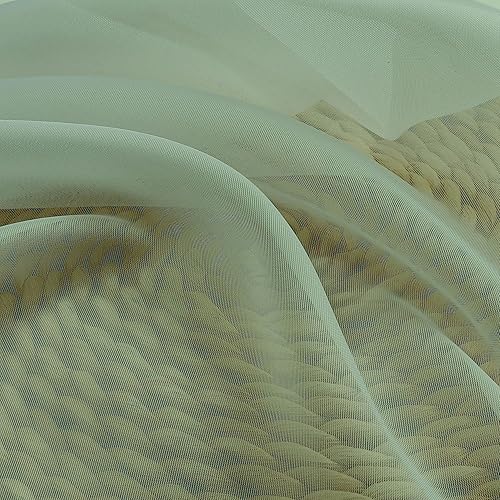 Miniatura 5 de OVZME Cenefa corta, semitraslúcida, para ventana de cocina y sótano, con jareta doble para cortinero, juego de 2 paneles, 42 pulgadas de ancho x 14