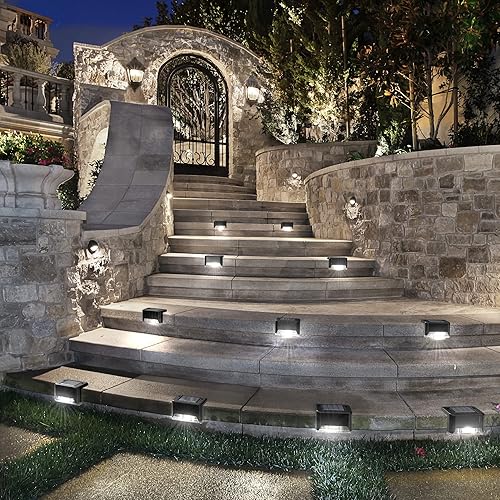 Miniatura 7 de Otdair Luces solares para terraza, 16 luces solares para escalones, impermeables, luces solares LED para escaleras, exteriores para terraza,
