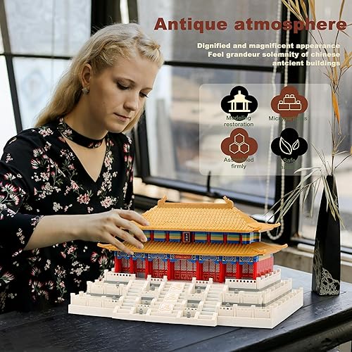 Miniatura 2 de wriyvngs Famosa arquitectura china micro bloques de construcción, modelo de colección Hall of Supreme Harmony para exhibición, 2166 piezas, juguetes