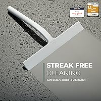 Vista 2 de GÜTEWERK Escobilla de ducha para puertas de vidrio, escobilla de silicona para ventanas, baño y limpieza de vidrio, color blanco, 9 pulgadas