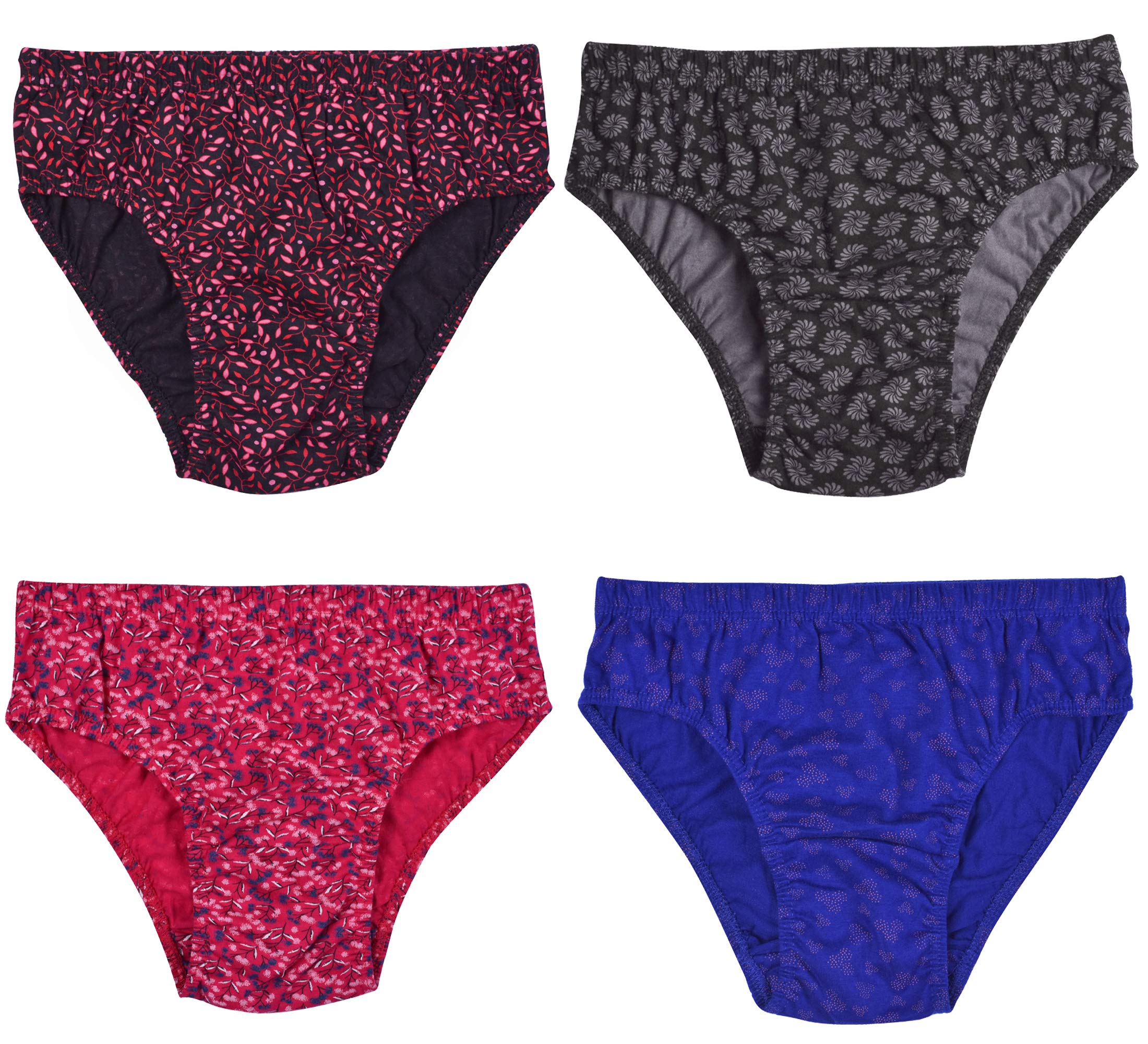 SWEETDAY Women's Briefs | Full Coverage, 100% Cotton, Hosiery | Mid Waist | Inner Elastic Waistband | Hipster, Underwear, Innerwear, Panties | Printed | Combo Pack of 4 | Multicolor