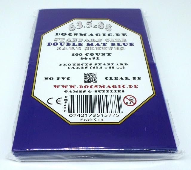 Foto 4 de 5 de docsmagic.de 2 x 100 Double Mat Blue Card Sleeves Standard Size 66 x 91 - Azul - Fundas - PKM MTG