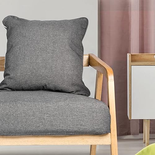 Miniatura 5 de LUCKYERMORE Sofá biplaza moderno con reposabrazos de madera, muebles tapizados de tela de 2 asientos, sofá pequeño para dormitorio para espacios