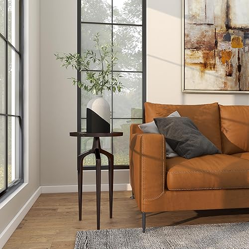 Miniatura 16 de Deco 79 Mesa auxiliar de metal de aluminio inspirada en la bandeja superior con 3 patas de trípode, mesa auxiliar de 16 x 16 x 25 pulgadas, color