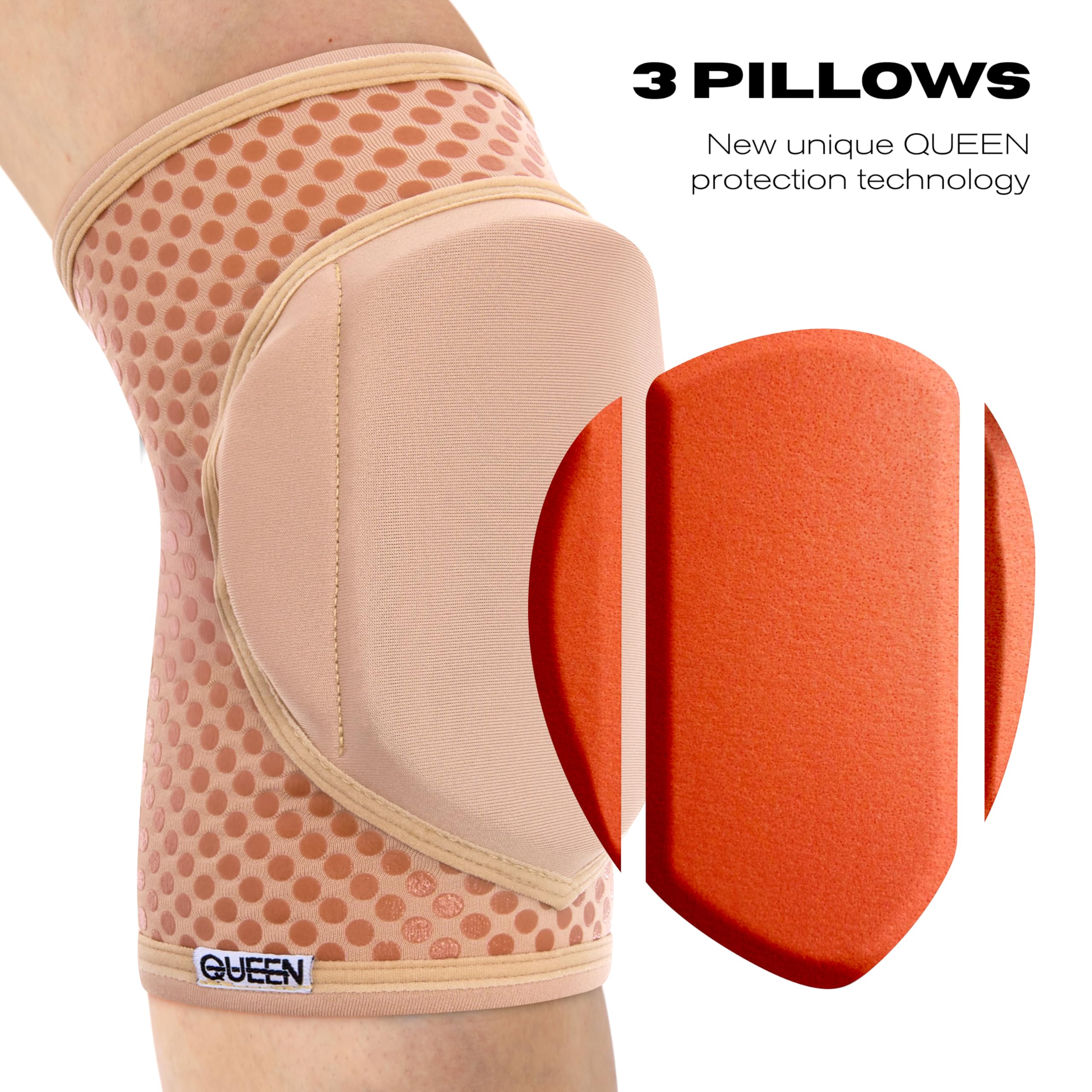 Queen Wear – Nude Latte Grip – Pole Dance Knee Pads – Perfect Woman Protection for Ballet Modern Dance and Indoor ports (S): S