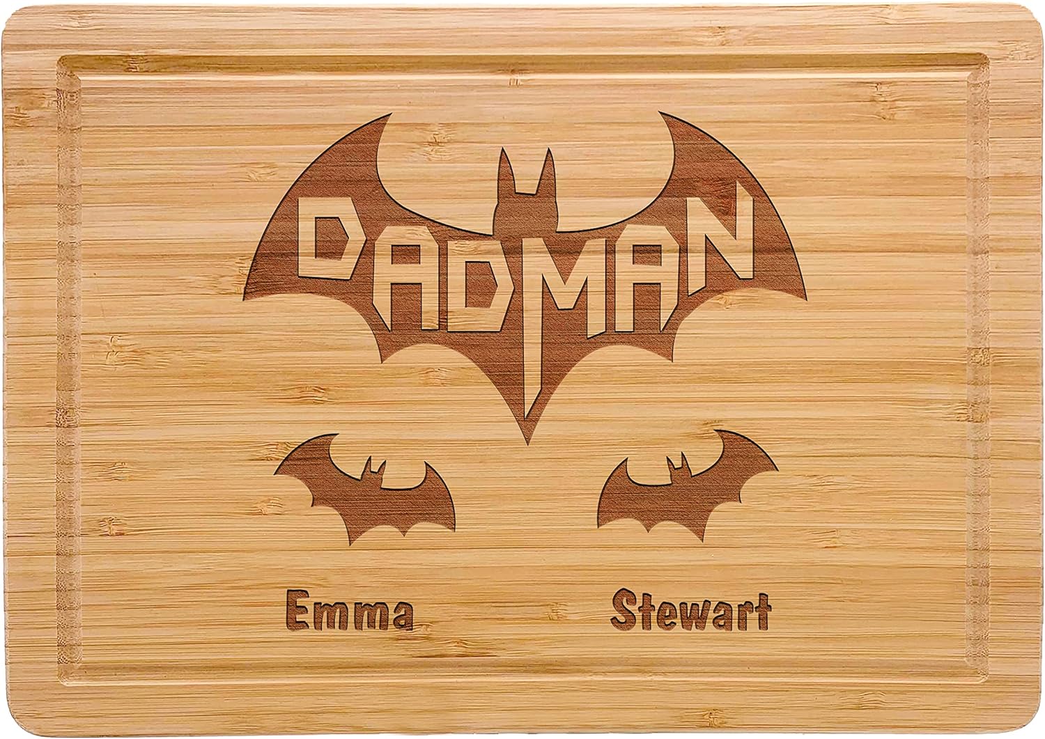 Custom Engraved Super Dadman Bat Hero Funny Cutting Board, Personalized Fathers Gifts from Kids, Christmas Dad Gifts, Dad Birthday Gifts from Daughter Son, Customizable Gifts for Husband Grandpa