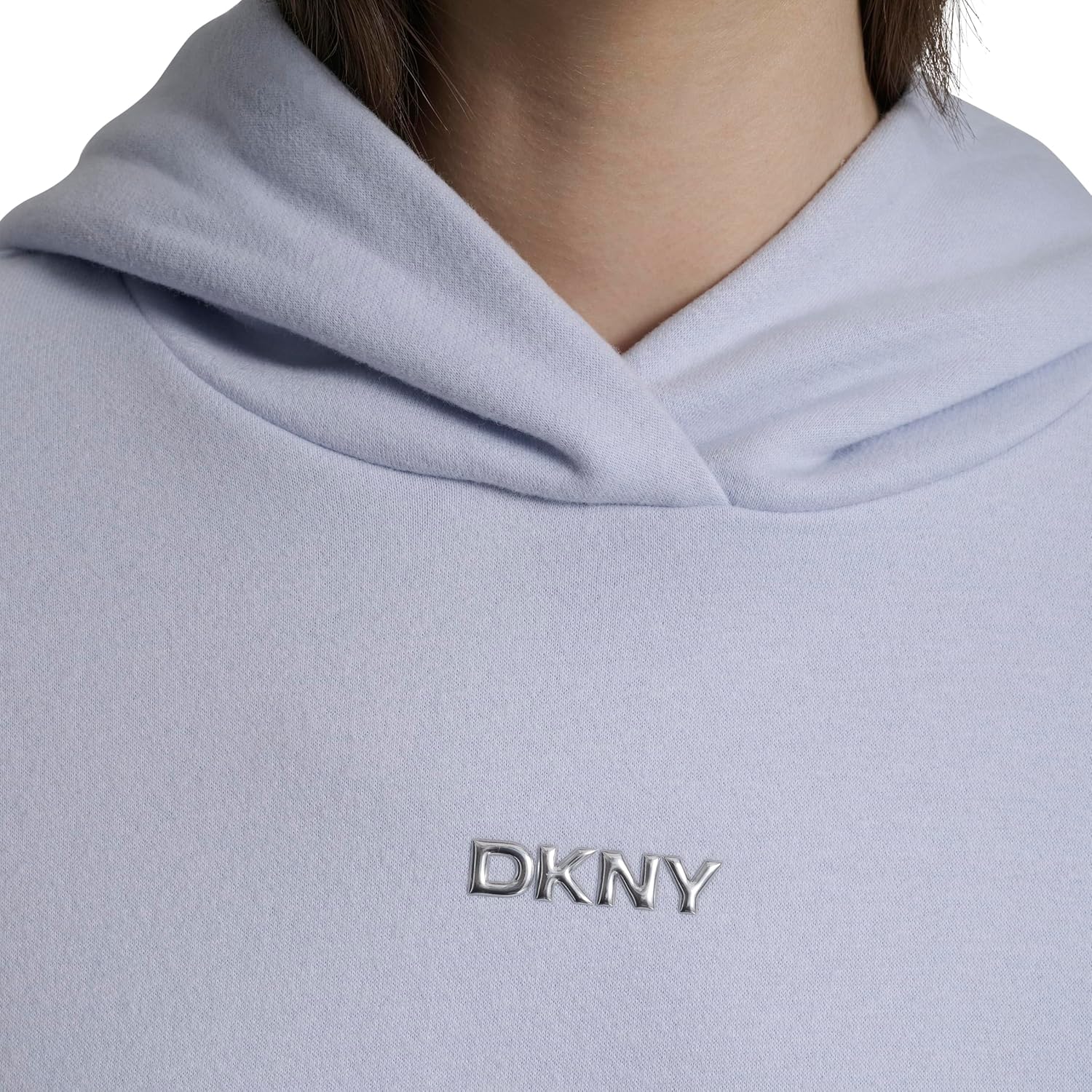 DKNY womens Metallic Bubble Logo Drop Shoulder Hoodie Sweatshirt - Image 5