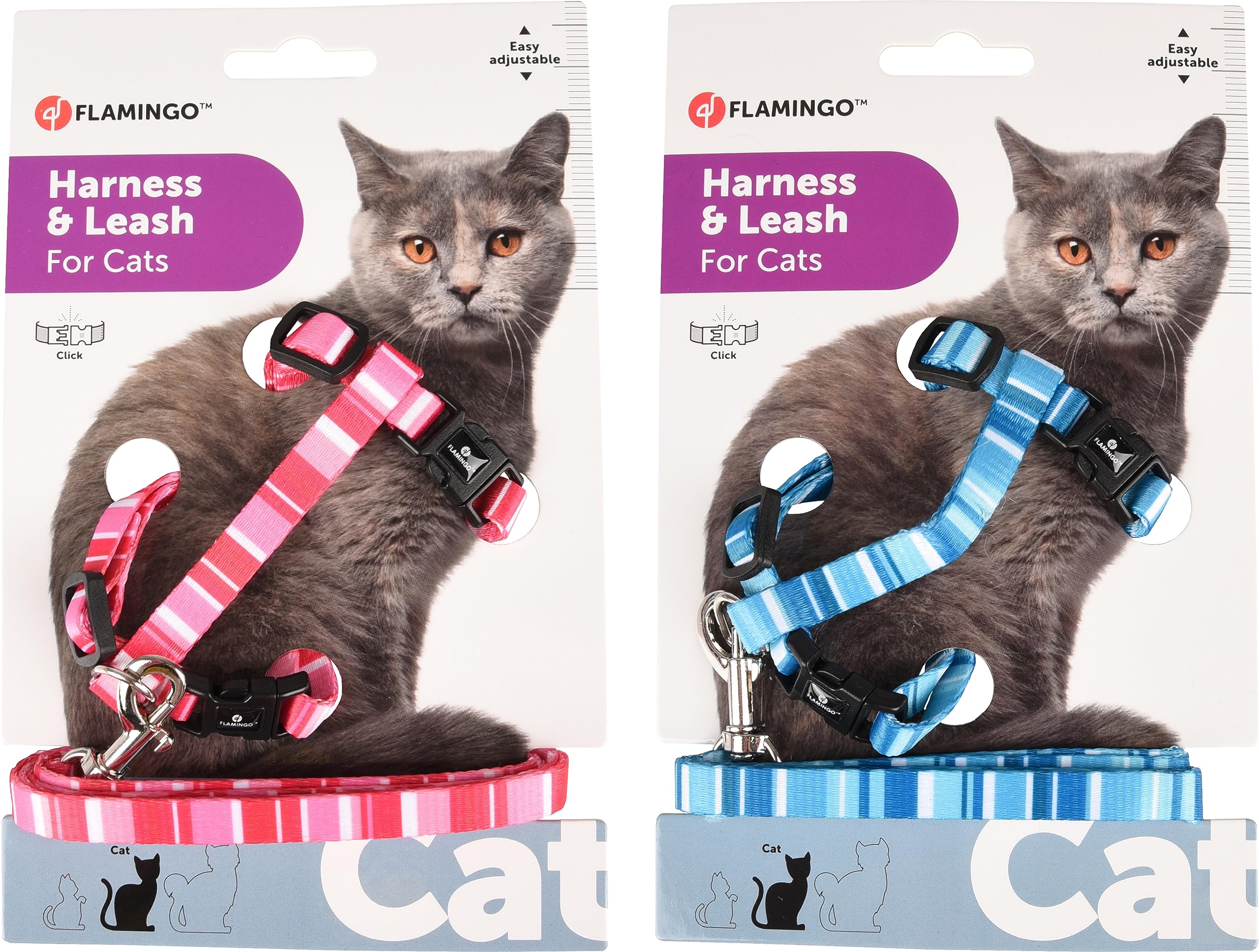 Flamingo Cat Harness with leash Alfry Multiple colours 20-35cm 25-45cm 100cm 10mm