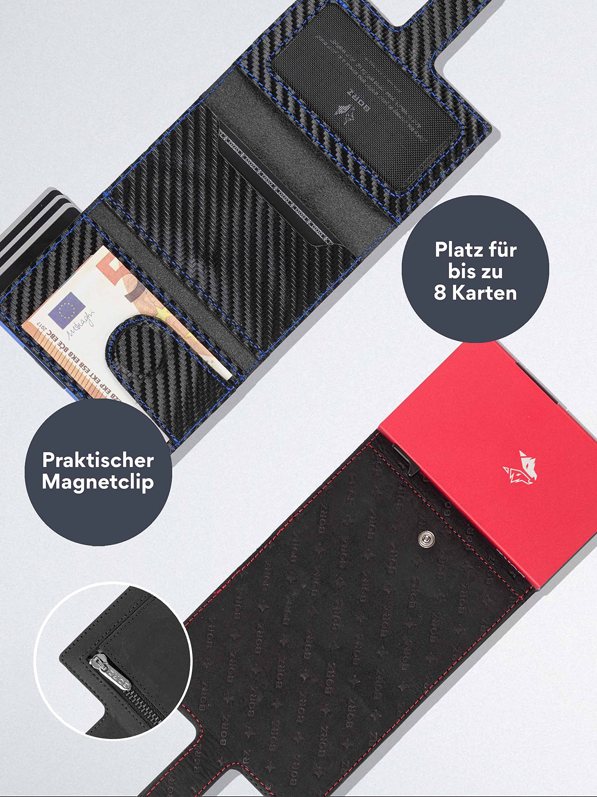 Kartenetui mit Münzfach AirTag kompatibel I Slim Wallet mit RFID Schutz I Mini Portemonnaie für Herren & Damen Geldbörse I Geldbeutel für Karten & Scheine aus echtem Leder