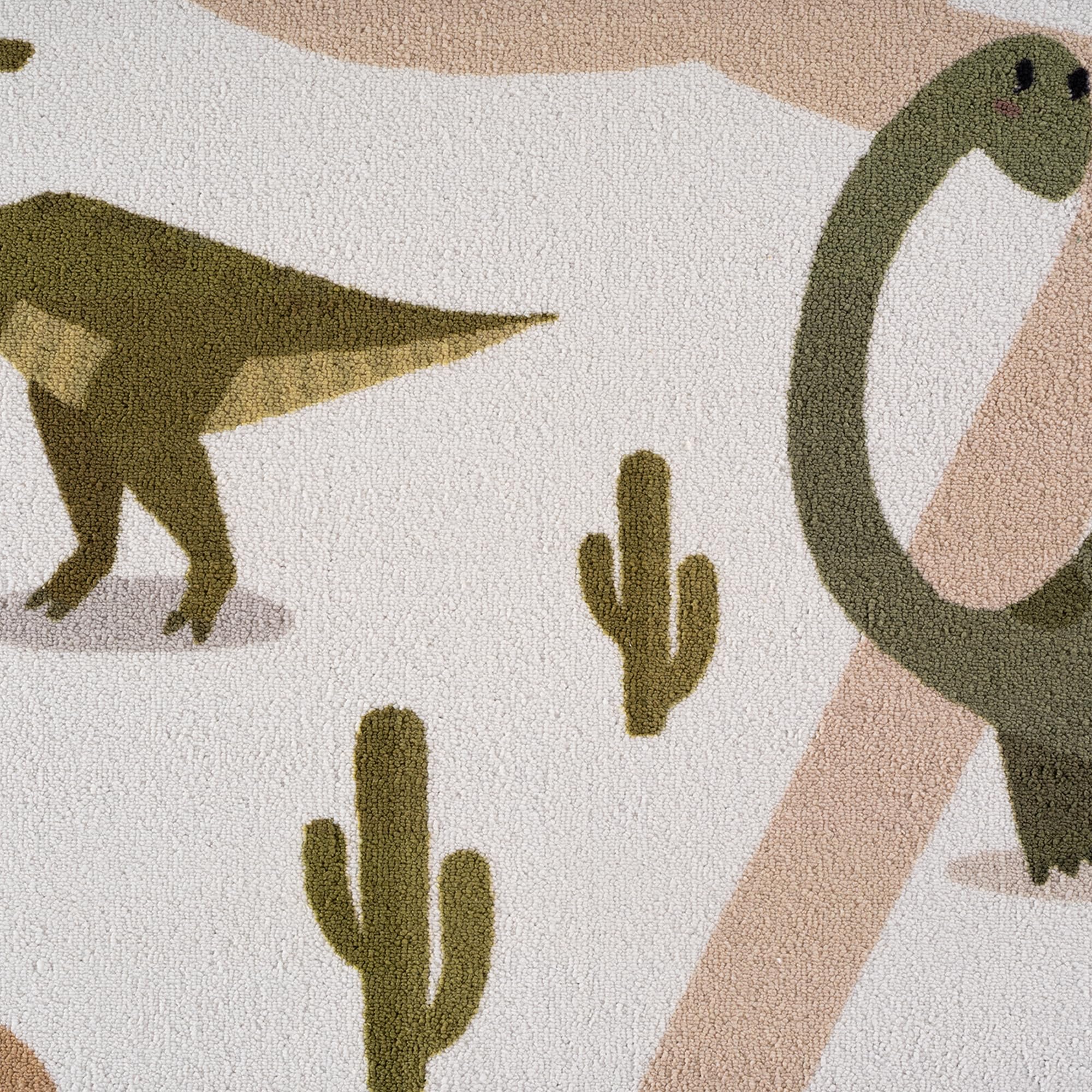 SIMPEX Kinderteppich Dinosaurier Spielteppich für Kinderzimmer in Creme Dino Motiv mit Straßen Größe 160x230 cm perfekt für große Kinderzimmer