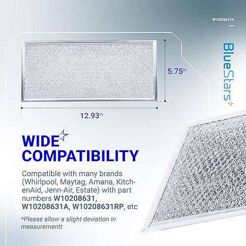 Miniatura 2 de BlueStars Paquete de 5 filtros de grasa para microondas W10208631A actualizados, 5.78 x 12.91, filtros de grasa de malla de aluminio, compatibles