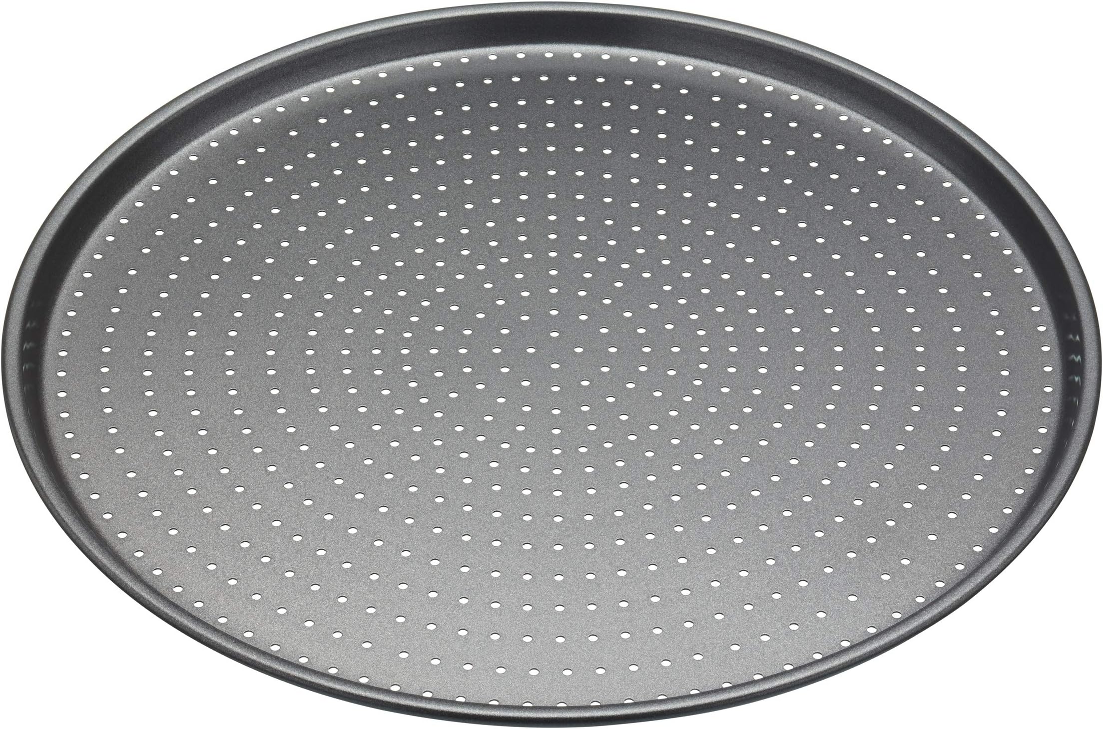 MasterClass Crusty Bake Non-Stick Pizza Tray for Regular and Pizza Oven with PTFE, PFOA and BPA Free Non Stick, Robust 1mm Thick Carbon Steel, 32cm, Sleeved