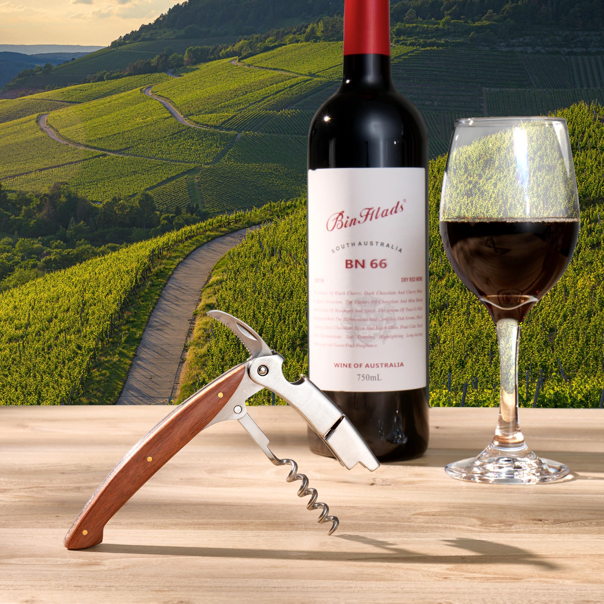 Fanery Sue Cavatappi da Sommelier Inciso e Personalizzato - Apri bottiglie da vino Professionale 3 in 1 in Acciaio Inox con Tagliafogli e Apri